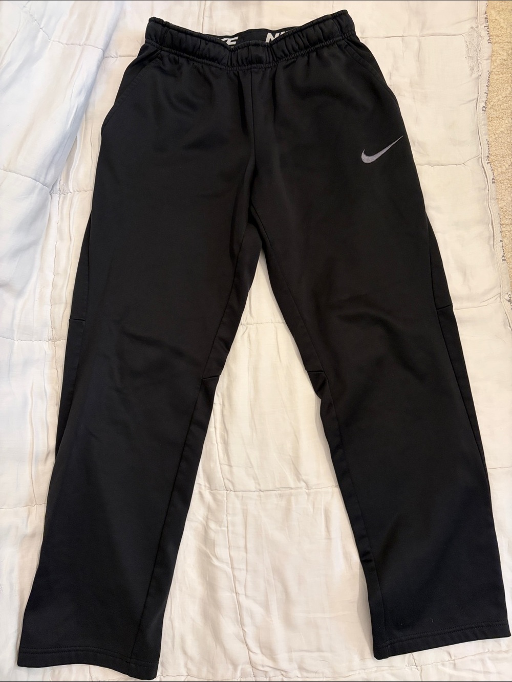 Nike Black Kids Jogger Sweatpants with Silver Swoosh